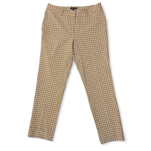 Etcetera Brown Check Full Length Trousers Size 10 Office Business Formal Neutral - Picture 1 of 7